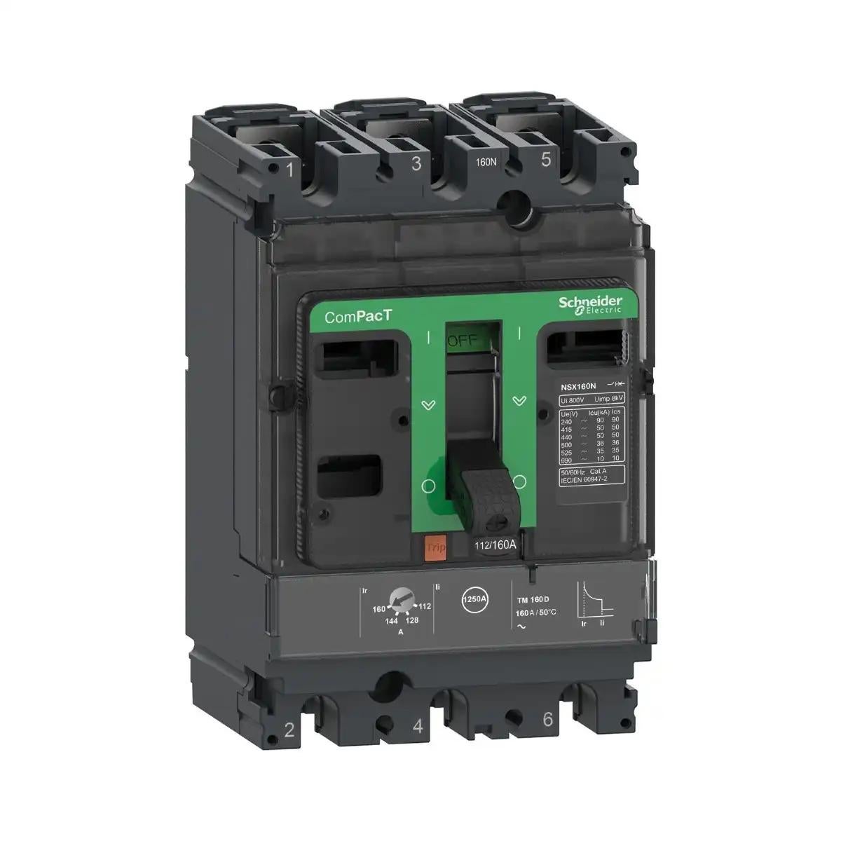 Schneider Electric Circuit breaker, ComPacT NSX100N, 50kA/415VAC, 3 poles, TMD trip unit 32A, 50 degrees C