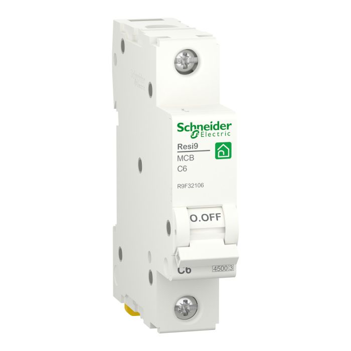 Miniature circuit breaker (MCB), Resi9, 1P, 6A, C curve, 4500A (IEC/EN 60898-1) main product photo