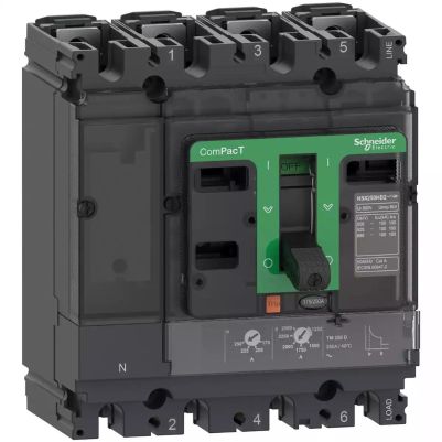 Circuit breaker, ComPacT NSX160B, 25kA/415VAC, 4 poles 3D (neutral not protected), TMD trip unit 125A