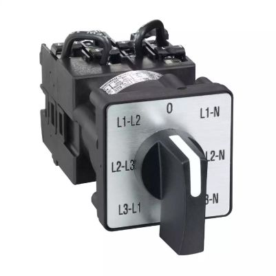 Cam voltmeter switch, 3L and 3LN, 45°, 12 A, screw mounting