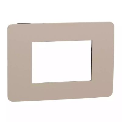 Cover frame, New Unica, 1 gang, 3 modules, taupe and black