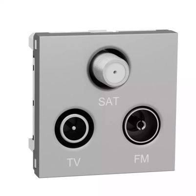 TV/FM/SAT socket, New Unica, mechanism, 2 modules, male IEC 9.52 mm, IP20, aluminium