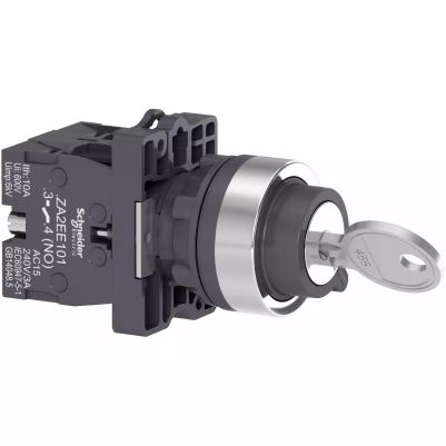 Complete selector switch, Easy Harmony XA2, plastic, black, 22mm, key 455, 2 positions, stay put, 2NO