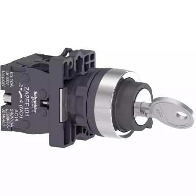 key selector switch - Ø22 - 3 positions - spring return - 2NO