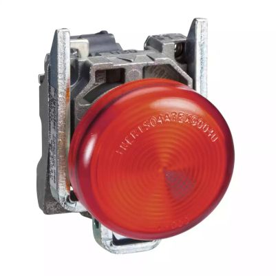 Pilot light, metal, red, Ø22, plain lens with BA9s bulb, <= 250 V