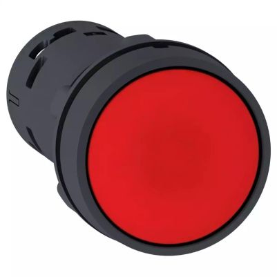 Monolithic push button, plastic,red, Ø22, spring return, unmarked, 1 NC