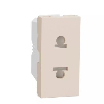 Euroamerican Socket outlet, New Unica, 2P, EU US, 1 module, shuttered, beige