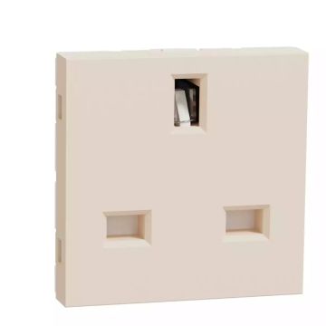 British socket outlet, New Unica, unswitched, 2P+E, 15 A, beige