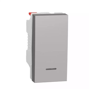 Push-button, New Unica, + NO push-button, 10A, 1 module, screwless terminals, painted, IP4X, aluminium
