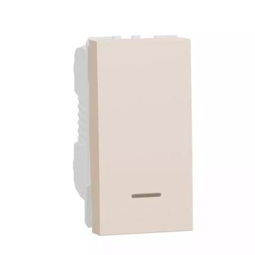 Pushbutton switch, New Unica, 10 A, LED, 1 module, beige