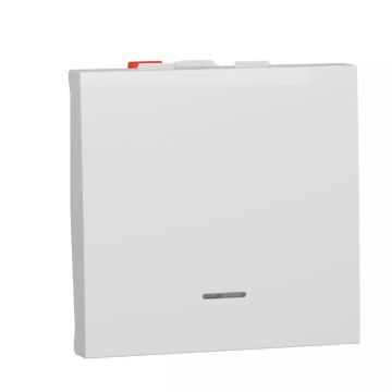Push-button, New Unica, mechanism, + NO push-button, 10A, 2 modules, screwless terminals, IP4X, white
