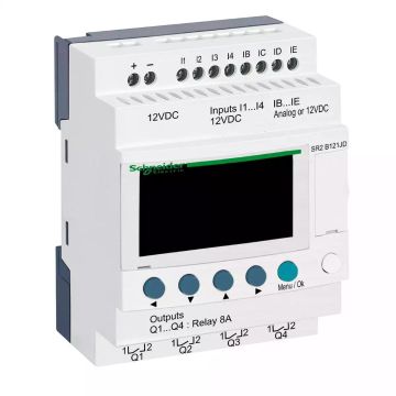 compact smart relay Zelio Logic - 12 I O - 12 V DC - clock - display