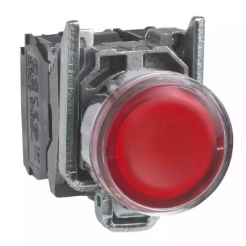 Illuminated push button, metal, flush, red, Ø22, spring return, 1 NO + 1 NC 24 V AC/DC