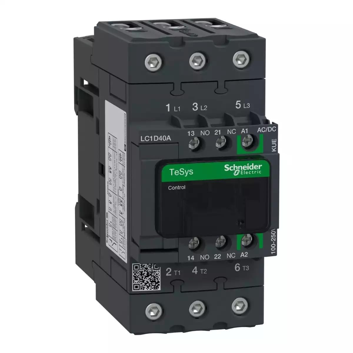 TeSys D contactor 3P 40A AC-3 up to 440V coil 100-250V AC/DC EverLink