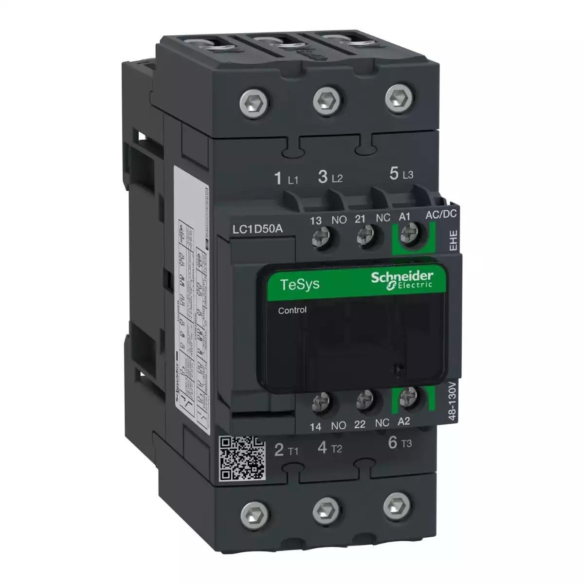 TeSys D contactor 3P 50A AC-3 up to 440V coil 48-130V AC/DC EverLink