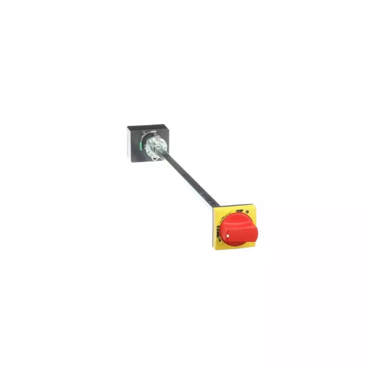 Extended rotary handle, ComPact NSXm, red handle on yellow front, shaft length 200 to 600 mm, IP54
