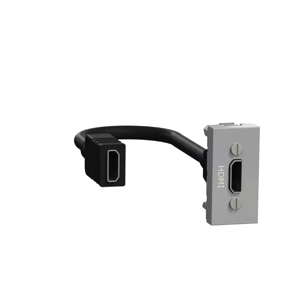 New Unica - HDMI connector prewired - 1 module - aluminium