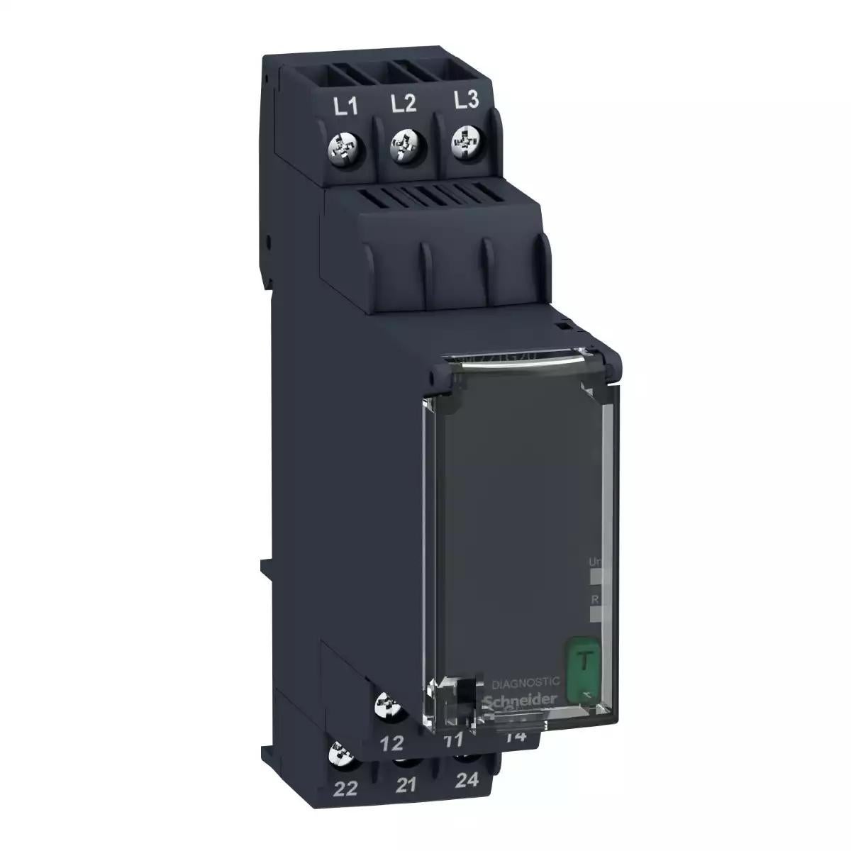 Modular 3-phase supply control relay, 8 A, 2 CO, 183…528 V AC