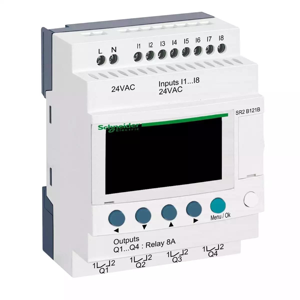 compact smart relay Zelio Logic - 12 I O - 24 V AC - clock - display
