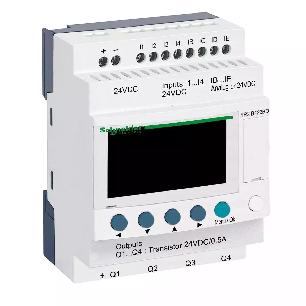 compact smart relay Zelio Logic - 12 I O - 24 V DC - clock - display