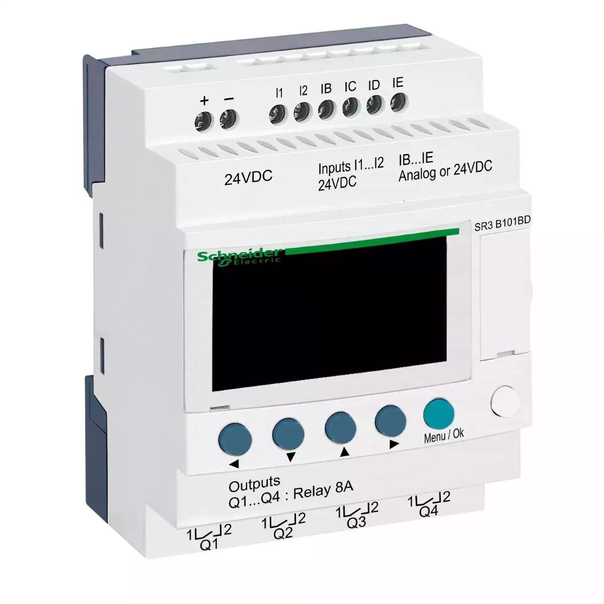 modular smart relay Zelio Logic - 10 I O - 24 V DC - clock - display