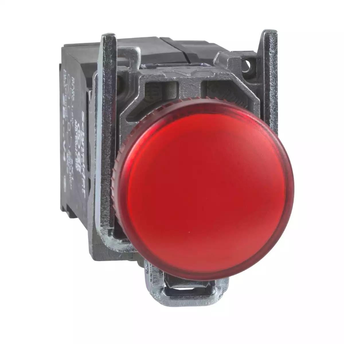 Pilot light, metal, red, Ø22, plain lens with integral LED, 230...240 VAC