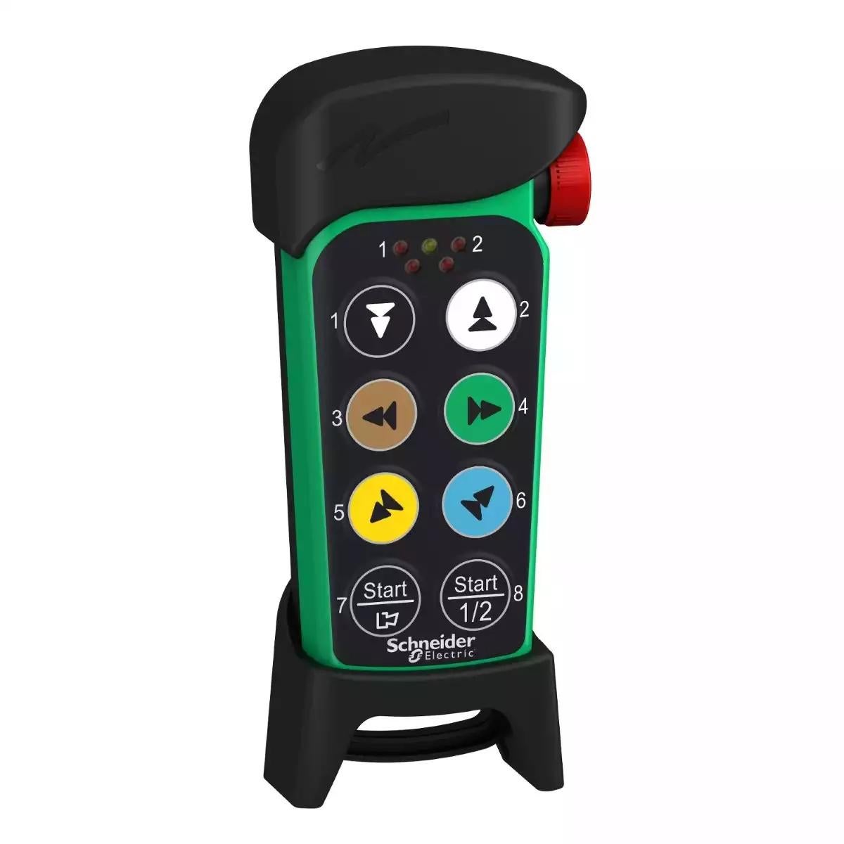 Remote control eXLhoist compact, 6 motion push buttons, 2 auxiliary push buttons, LED